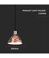 E27 Pendelaufhängung in Kupfer, Ø30cm - 1m Kabel, IP20, max. 60W, ohne Leuchtmittel