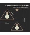 Geometrische dreieckige Pendelleuchte, Champagner-Gold - E27 Fassung, 1m Kabel, Metall, max. 60W
