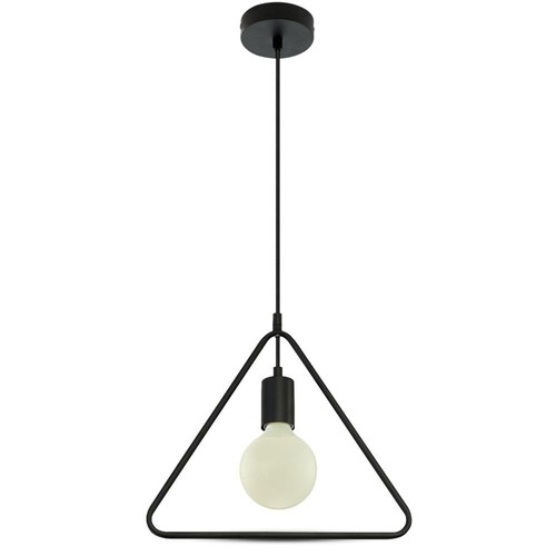 E27 Pendelleuchte, geometrisches Dreieck - Mattschwarz, modernes Design, Metallfinish