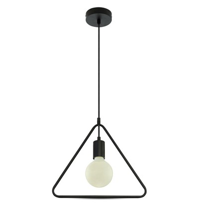 E27 Pendelleuchte, geometrisches Dreieck - Mattschwarz, modernes Design, Metallfinish