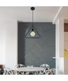 E27 Pendelleuchte, geometrisches Dreieck - Mattschwarz, modernes Design, Metallfinish