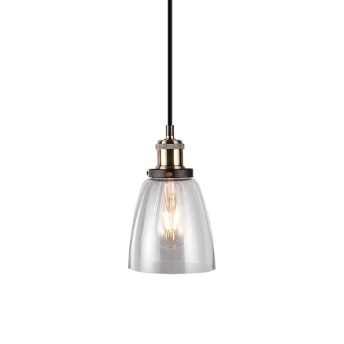 Transparente Glas-Metall Pendelleuchte - E27 Fassung, max. 60W, Glas und Metall, ohne Leuchtmittel