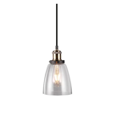 Transparente Glas-Metall Pendelleuchte - E27 Fassung, max. 60W, Glas und Metall, ohne Leuchtmittel