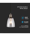 Transparente Glas-Metall Pendelleuchte - E27 Fassung, max. 60W, Glas und Metall, ohne Leuchtmittel