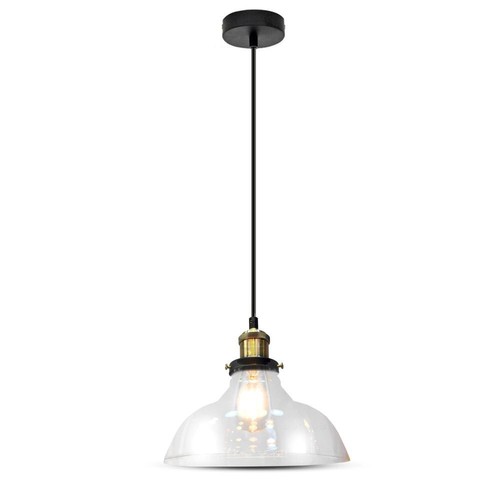Ø24,5cm E27 Glas-Pendelleuchte - Transparent, max. 60W, 110cm Höhe, Metallsockel