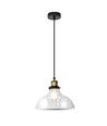 Ø24,5cm E27 Glas-Pendelleuchte - Transparent, max. 60W, 110cm Höhe, Metallsockel