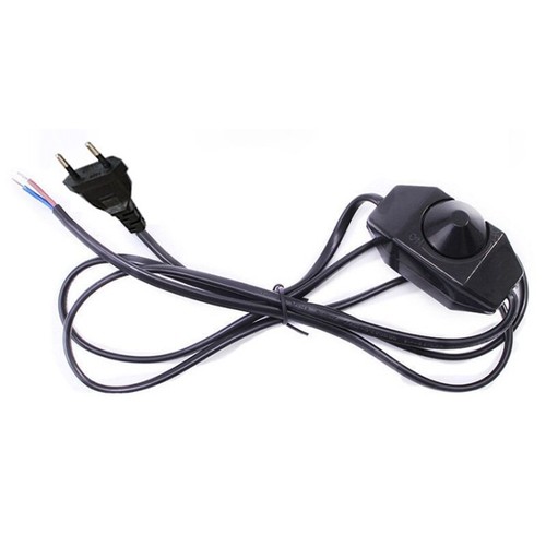 Lichtdimmer mit Kabel - 1,8m, 5-100W, 230V, Drehdimmer, Schwarz