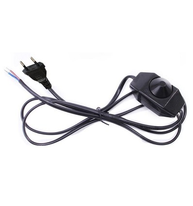 Lichtdimmer mit Kabel - 1,8m, 5-100W, 230V, Drehdimmer, Schwarz