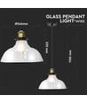 Ø24,5cm E27 Glas-Pendelleuchte - Transparent, max. 60W, 110cm Höhe, Metallsockel