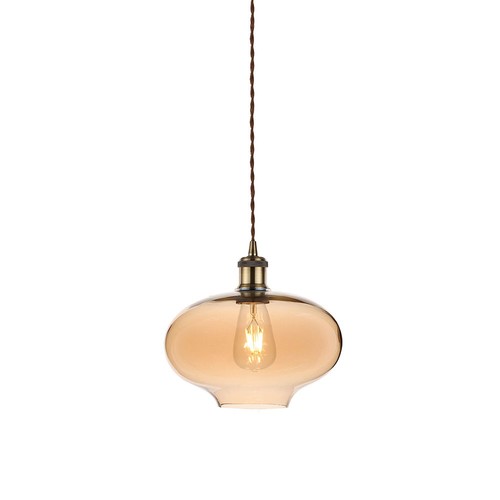 Ø26cm Glas-Pendelleuchte, E27 - Amber, 115cm Höhe, ohne Leuchtmittel