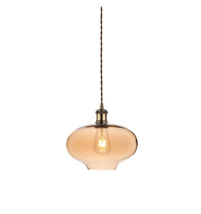 Ø26cm Glas-Pendelleuchte, E27 - Amber, 115cm Höhe, ohne Leuchtmittel