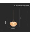 Ø26cm Glas-Pendelleuchte, E27 - Amber, 115cm Höhe, ohne Leuchtmittel