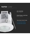 PIR Deckensensor für Einbau - 360°, max. 300W LED, weiß, IP20, Zeit und Helligkeit einstellbar