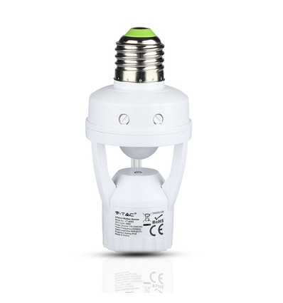 E27 Fassung mit 360° Infrarot-Bewegungsmelder - Max. 60W, Reichweite bis zu 6m, Innen/Außen