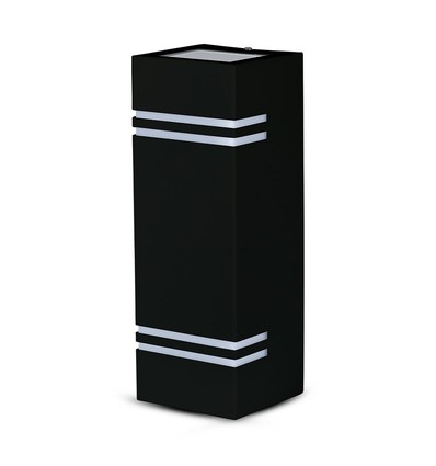 GU10 quadratische Wandleuchte mit Up/Down Licht - IP44 Außen, schwarz, Edelstahl, ohne Leuchtmittel