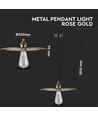 Roségold Metall-Pendelleuchte - Ø30cm, E27 Fassung, exkl. Leuchtmittel, modernes Design