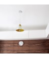 Ø25cm Pendelleuchte mit Holzaufsatz, E27 - Weiß, Aluminium, 5 Jahre Garantie, ohne Leuchtmittel