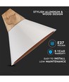 Ø25cm Pendelleuchte mit Holzaufsatz, E27 - Weiß, Aluminium, 5 Jahre Garantie, ohne Leuchtmittel