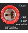 E27 Porzellanfassung, Rot - Max 60W, Ø4,7cm, für Aufhängung