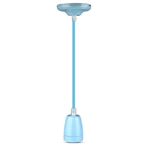 E27 Porzellan-Fassungsset, blau - Max 60W, Ø10,5cm, inkl. Kabel, Pendelaufhängung
