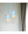 E27 Porzellan-Fassungsset, blau - Max 60W, Ø10,5cm, inkl. Kabel, Pendelaufhängung