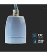 E27 Porzellan-Fassungsset, blau - Max 60W, Ø10,5cm, inkl. Kabel, Pendelaufhängung