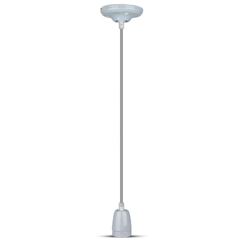 E27 Porzellanfassung mit Kabel - Grau, Pendelaufhängung, max 60W