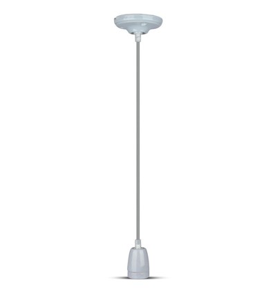 E27 Porzellanfassung mit Kabel - Grau, Pendelaufhängung, max 60W