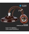 E27 Porzellan-Pendelaufhängung, braun - Max 60W, Ø4,7cm, 68cm Kabel, ohne Leuchtmittel
