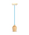 E27 Holz-Pendelaufhängung mit blauem Kabel - Max 60W, elegantes Design, ohne Leuchtmittel