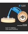 E27 Holz-Pendelaufhängung mit blauem Kabel - Max 60W, elegantes Design, ohne Leuchtmittel