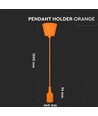 E27 Pendelaufhängung aus orangefarbenem Silikon, 60W - 100cm, IP20, ohne Leuchtmittel