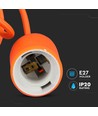 E27 Pendelaufhängung aus orangefarbenem Silikon, 60W - 100cm, IP20, ohne Leuchtmittel