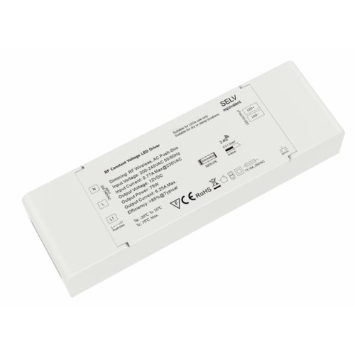 75W / 12V DC dimmbares Netzteil - 6.25A, RF, Push-Dim