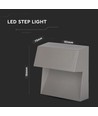 3W LED Treppenleuchte Aufputz - IP65, Grau, 4000K, 210lm