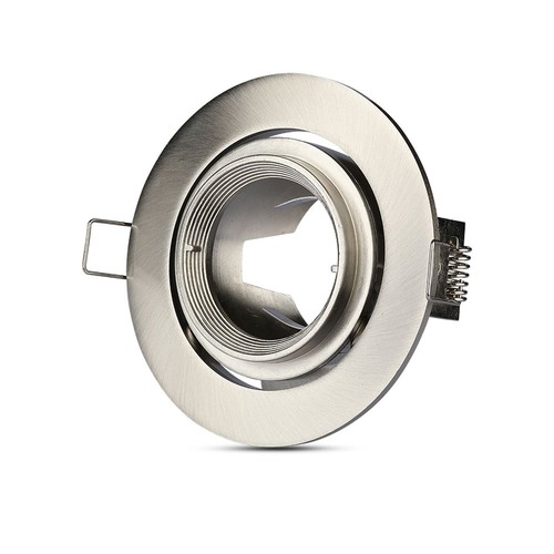 GU10 Einbauspot mit Zoom - Satin Nickel, rund, schwenkbar, Aluminium, Ausschnitt: Ø9,3 cm, Maße: Ø10,2 cm