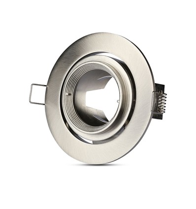 GU10 Einbauspot mit Zoom - Satin Nickel, rund, schwenkbar, Aluminium, Ausschnitt: Ø9,3 cm, Maße: Ø10,2 cm