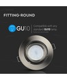 GU10 Einbauspot mit Zoom - Satin Nickel, rund, schwenkbar, Aluminium, Ausschnitt: Ø9,3 cm, Maße: Ø10,2 cm