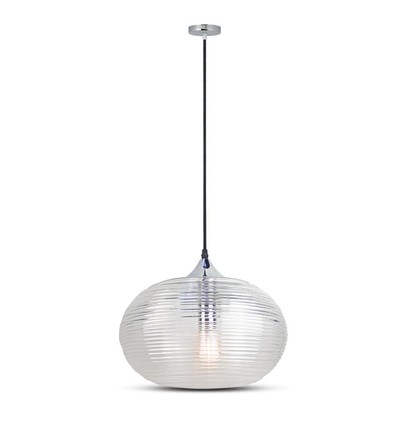Ø35cm Diamond Cut Glas-Pendelleuchte - Transparent, E27 Fassung, max. 60W, ohne Leuchtmittel