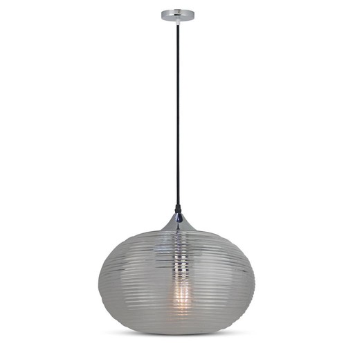 Ø35cm Pendelleuchte mit Diamantschliff-Glas, E27 - Schwarz, Metall, max. 60W, ohne Leuchtmittel
