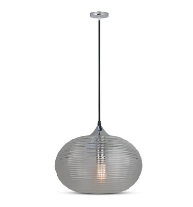 Ø35cm Pendelleuchte mit Diamantschliff-Glas, E27 - Schwarz, Metall, max. 60W, ohne Leuchtmittel