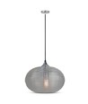 Ø35cm Pendelleuchte mit Diamantschliff-Glas, E27 - Schwarz, Metall, max. 60W, ohne Leuchtmittel