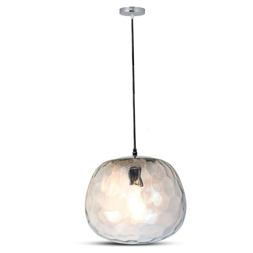Ø250mm Designer-Pendelleuchte aus Glas - Rund, transparent, E27 Fassung, 1m Aufhängung, 5 Jahre Garantie