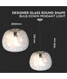 Ø250mm Designer-Pendelleuchte aus Glas - Rund, transparent, E27 Fassung, 1m Aufhängung, 5 Jahre Garantie