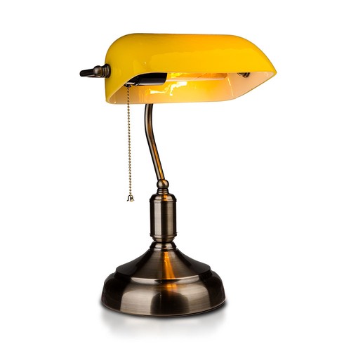 Banker Tischlampe E27 - Bakelit, Gelb