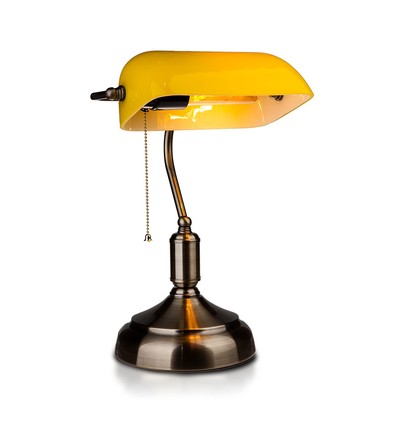 Banker Tischlampe E27 - Bakelit, Gelb