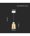 7W LED Pendelleuchte - Gold Acrylschirm, Ø12cm, inkl. Leuchtmittel