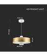 7W LED Pendel, Ø34cm - Gold, Acrylschirm, 4000K, inkl. Leuchtmittel