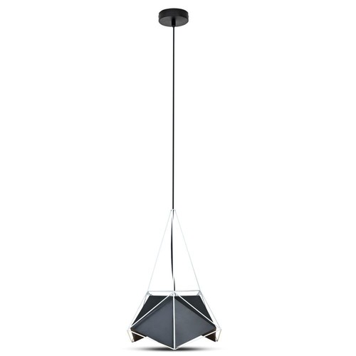 E27 Prism Pendelleuchte - Schwarzer Schirm mit weißem Kabel, Ø40cm, Metall, ohne Leuchtmittel