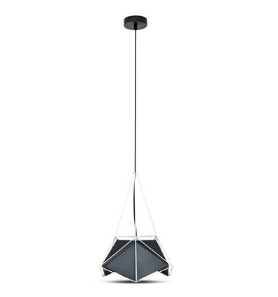 E27 Prism Pendelleuchte - Schwarzer Schirm mit weißem Kabel, Ø40cm, Metall, ohne Leuchtmittel